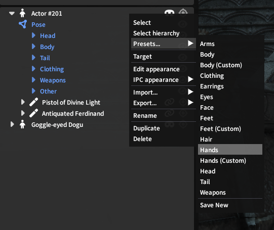 Presets Menu
